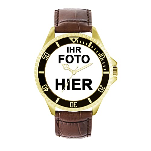 Toff London Personalised Engravable Photo Gifts for Men and Boys, Analogue Quartz Movement Watch with Leather Strap, Custom Made Watch von Toff London