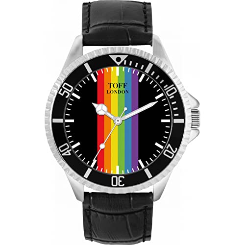 Toff London Pride Linear Schwarze Schlagstöcke Uhr von Toff London