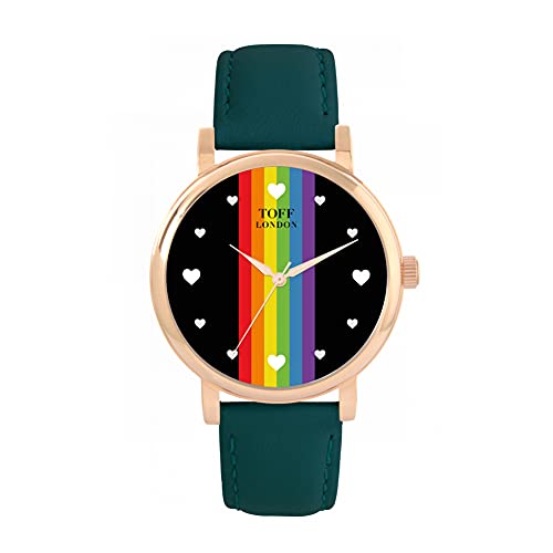 Toff London Pride Linear Uhr mit schwarzem Herzschlagstock von Toff London