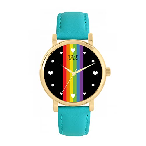 Toff London Pride Linear Uhr mit schwarzem Herzschlagstock von Toff London