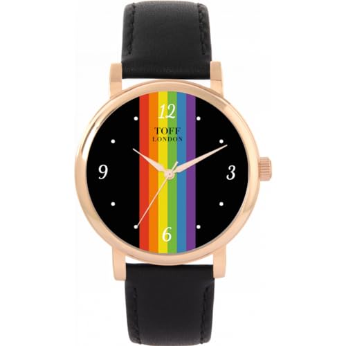 Toff London Pride Linear schwarz arabische Ziffern Uhr von Toff London