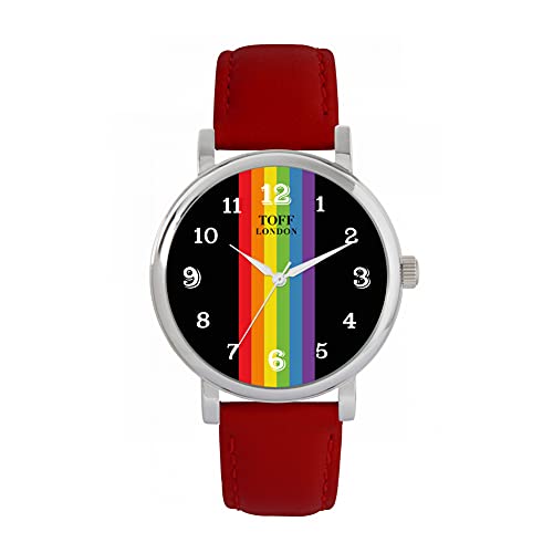 Toff London Pride Lineare Schwarze arabische Ziffern Uhr von Toff London