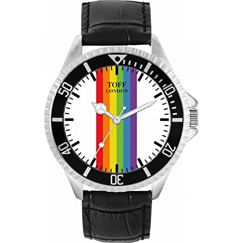 Toff London Pride Linear weiße Schlagstöcke Uhr von Toff London