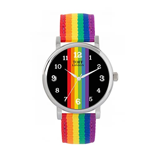 Toff London Pride Lineare Schwarze arabische Ziffern Uhr von Toff London