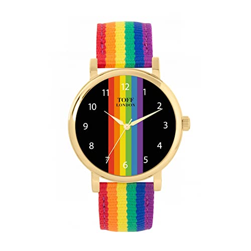 Toff London Pride Lineare Schwarze arabische Ziffern Uhr von Toff London