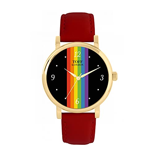 Toff London Pride Lineare Schwarze arabische Ziffern Uhr von Toff London