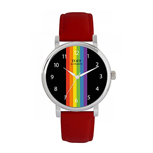 Toff London Pride Lineare Schwarze arabische Ziffern Uhr von Toff London