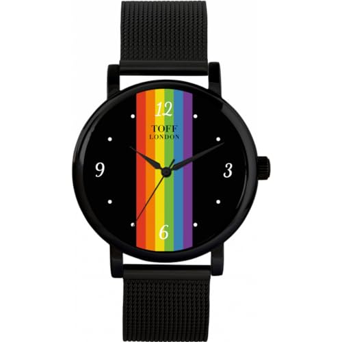 Toff London Pride Lineare Schwarze arabische Ziffern Uhr von Toff London