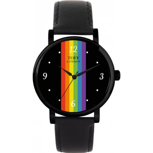 Toff London Pride Lineare Schwarze arabische Ziffern Uhr von Toff London