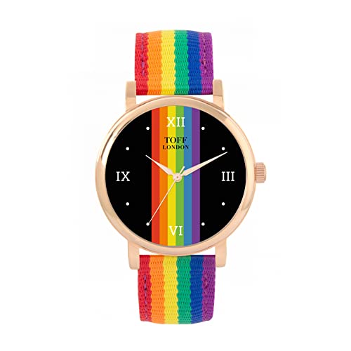 Toff London Pride Lineare Schwarze römische Ziffern Uhr von Toff London