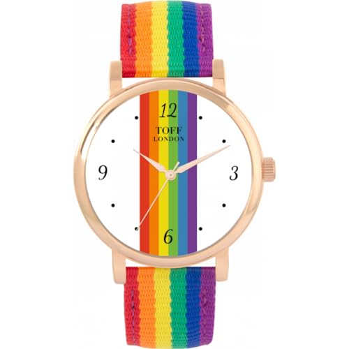 Toff London Pride Lineare weiße arabische Ziffern Uhr von Toff London