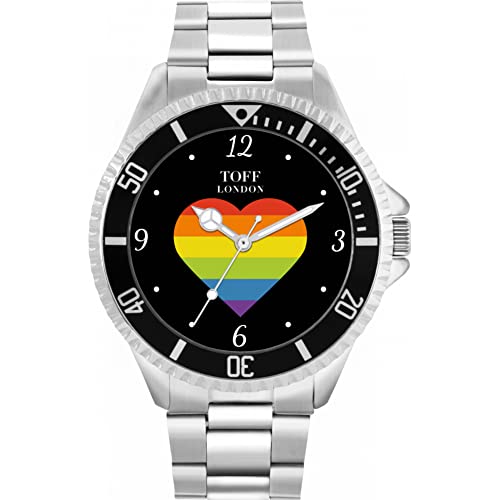 Toff London Pride Rainbow Heart Arabische Ziffern Uhr von Toff London