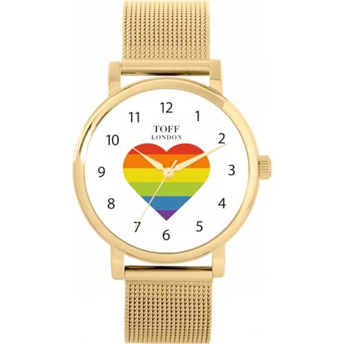 Toff London Pride Rainbow Heart Arabische Ziffern Uhr von Toff London