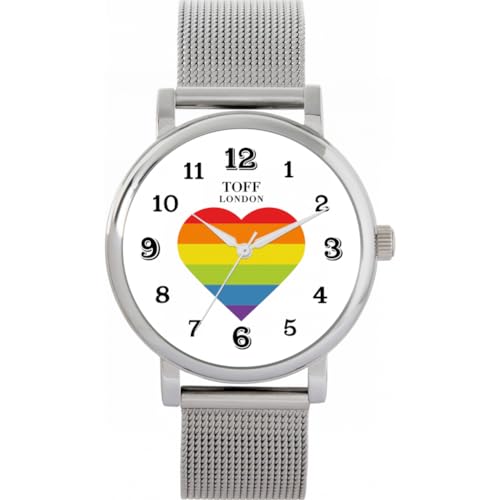 Toff London Pride Rainbow Heart Arabische Ziffern Uhr von Toff London