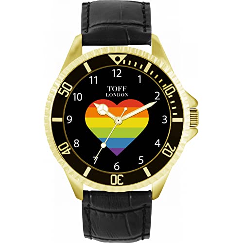 Toff London Pride Rainbow Heart Arabische Ziffern Uhr von Toff London