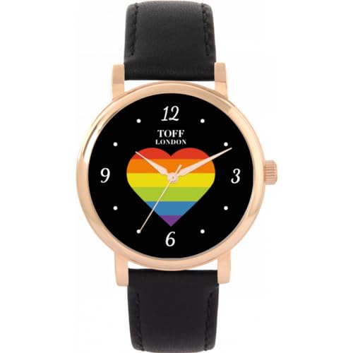 Toff London Pride Rainbow Heart Arabische Ziffern Uhr von Toff London