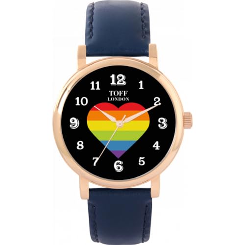 Toff London Pride Rainbow Heart Arabische Ziffern Uhr von Toff London