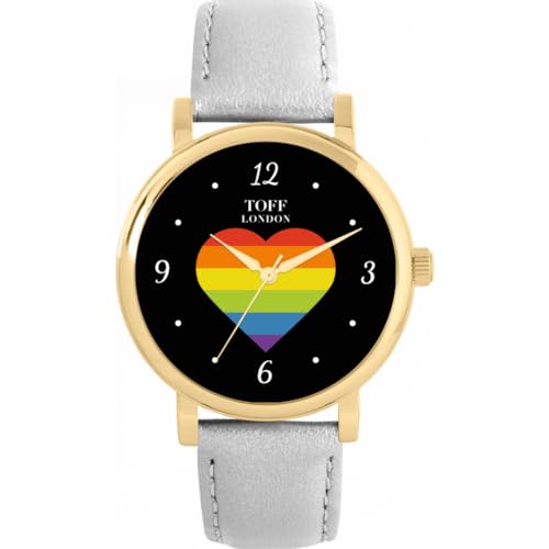 Toff London Pride Rainbow Heart Arabische Ziffern Uhr von Toff London