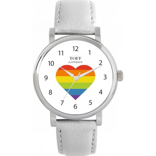 Toff London Pride Rainbow Heart Arabische Ziffern Uhr von Toff London