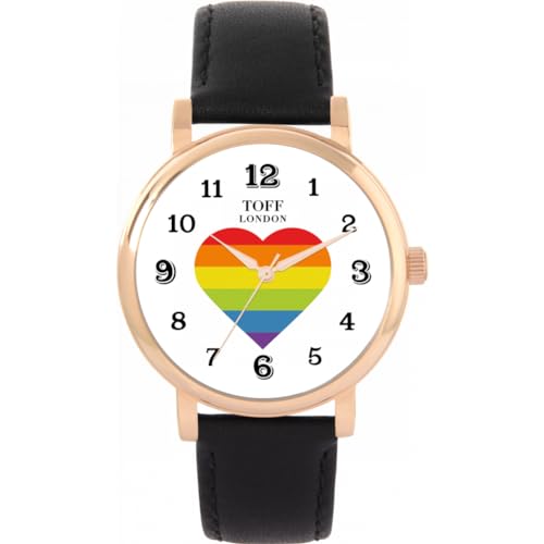 Toff London Pride Rainbow Heart Arabische Ziffern Uhr von Toff London