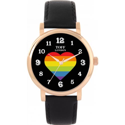 Toff London Pride Rainbow Heart Arabische Ziffern Uhr von Toff London