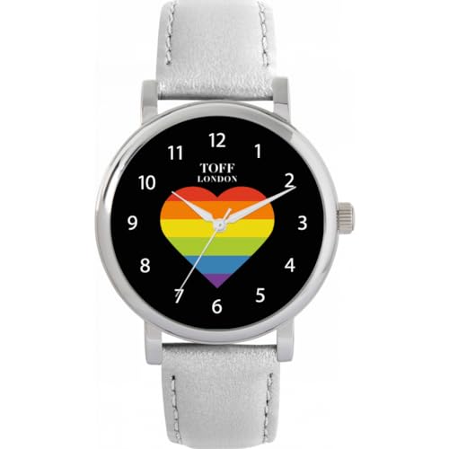 Toff London Pride Rainbow Heart Arabische Ziffern Uhr von Toff London