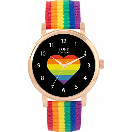 Toff London Pride Rainbow Heart Armbanduhr mit arabischen Ziffern von Toff London