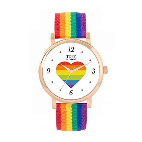 Toff London Pride Rainbow Heart Armbanduhr mit arabischen Ziffern von Toff London