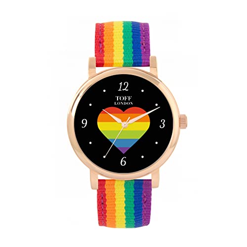 Toff London Pride Rainbow Heart Armbanduhr mit arabischen Ziffern von Toff London