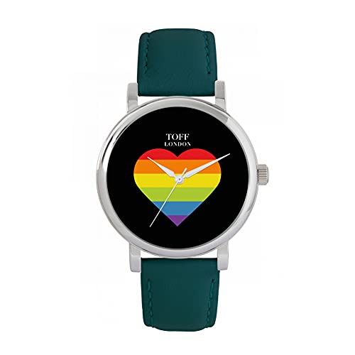 Toff London Pride Rainbow Heart Schwarze Uhr von Toff London