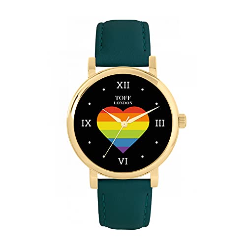 Toff London Pride Rainbow Heart Uhr mit römischen Ziffern von Toff London