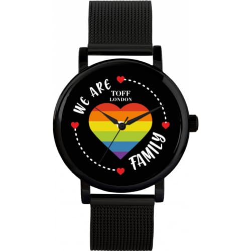 Toff London Pride Rainbow Herz Familie schwarz Uhr von Toff London