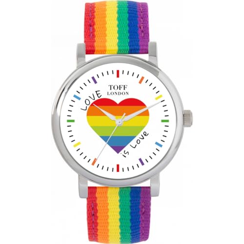 Toff London Pride Rainbow Love is Love Heart Watch von Toff London