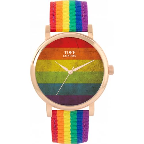Toff London Pride Vintage-Textur-Regenbogen-Uhr von Toff London