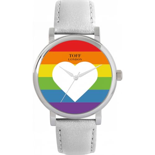 Toff London Pride White Heart Regenbogenuhr von Toff London