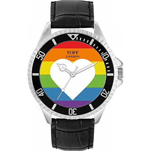 Toff London Pride White Heart Regenbogenuhr von Toff London