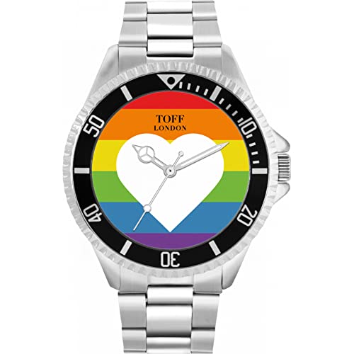 Toff London Pride White Heart Regenbogenuhr von Toff London