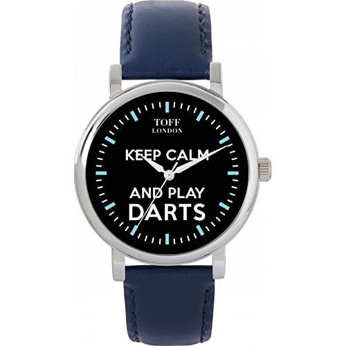 Toff London Schwarz Bleib ruhig und Spiele Darts Blue Batons Watch von Toff London