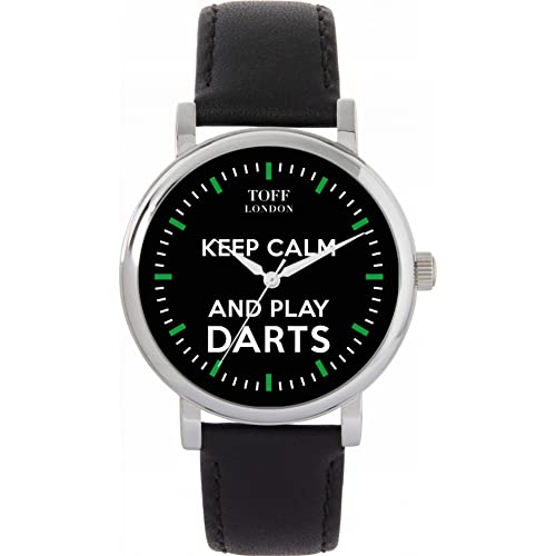 Toff London Schwarz Bleib ruhig und Spiele Darts Green Batons Watch von Toff London