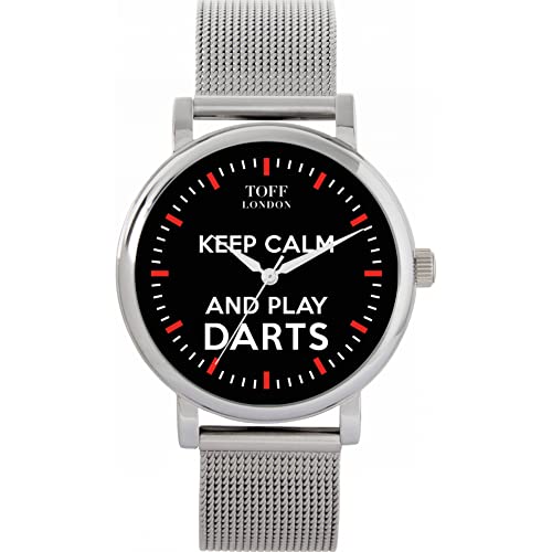 Toff London Schwarz Bleib ruhig und Spiele Darts Red Batons Watch von Toff London