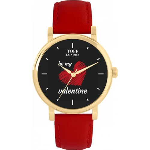 Toff London Schwarz mit rotem Herzen Be My Valentine Watch von Toff London