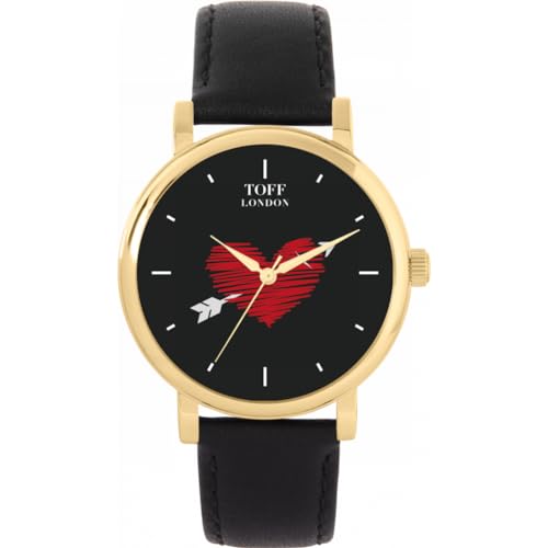 Toff London Schwarz mit rotem Herzpfeil Valentine Watch von Toff London