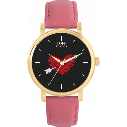 Toff London Schwarz mit rotem Herzpfeil Valentine Watch von Toff London