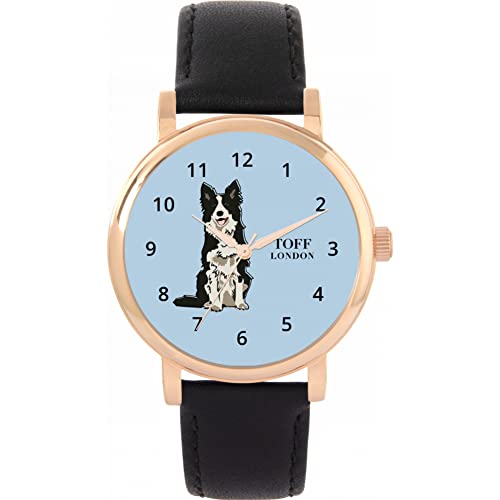 Toff London Schwarz-weiße Border-Collie-Uhr von Toff London