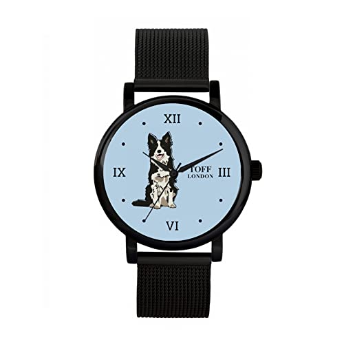 Toff London Schwarz-weiße Border-Collie-Uhr von Toff London