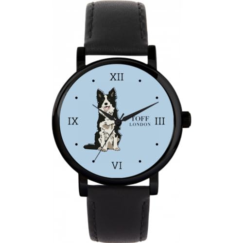 Toff London Schwarz-weiße Border-Collie-Uhr von Toff London