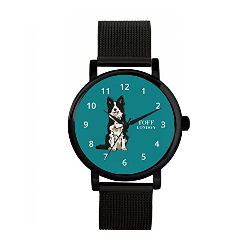 Toff London Schwarz-weiße Border-Collie-Uhr von Toff London