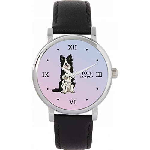 Toff London Schwarz-weiße Border-Collie-Uhr von Toff London