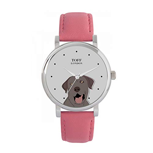 Toff London Silberne Labrador-Kopf-Hundeuhr von Toff London