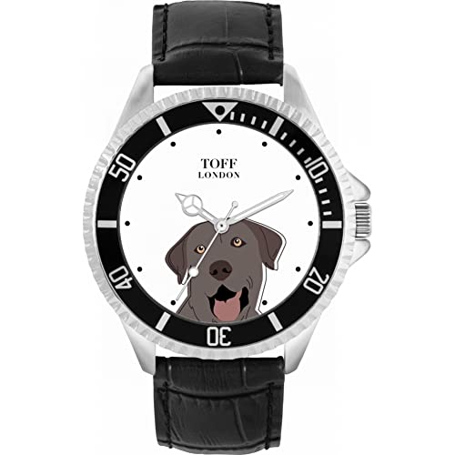 Toff London Silberne Labrador-Kopf-Hundeuhr von Toff London